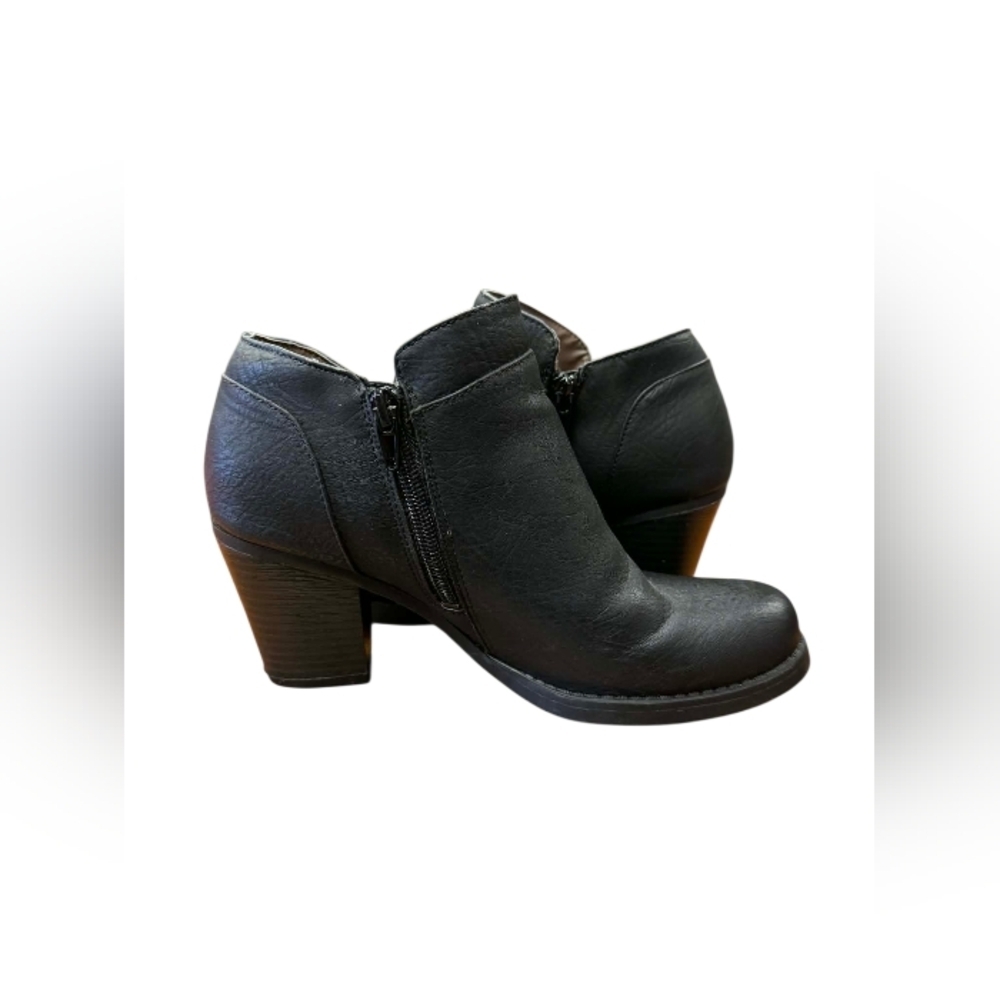 Natural Soul Ankle Heel Boots Black Side Zip Size 7.5W EUC